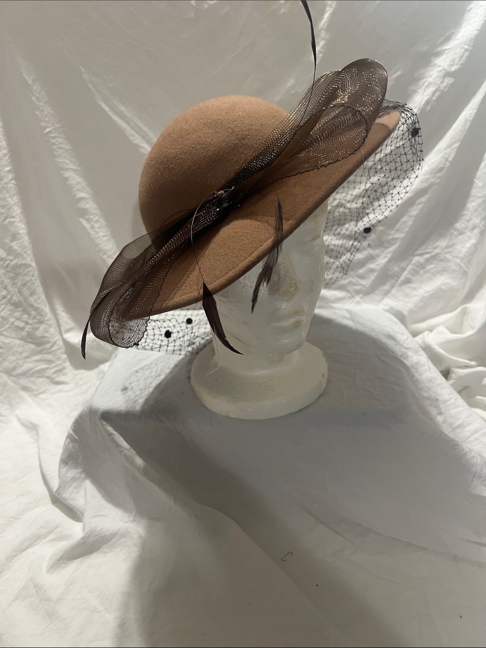 Brown Felt Veiled Women’s Dress Hat